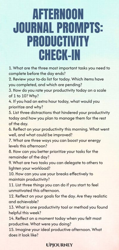 Afternoon Journal Prompts: Productivity Check-In