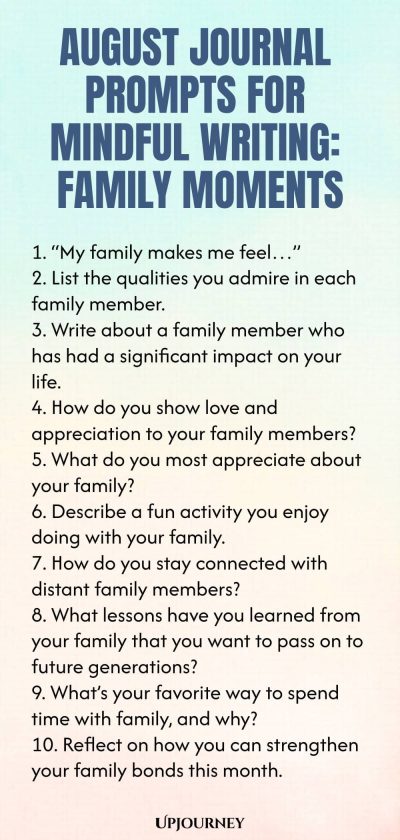 August Journal Prompts for Mindful Writing: Family Moments