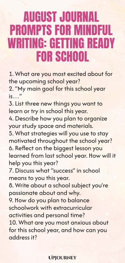 August Journal Prompts for Mindful Writing: Getting Ready for School