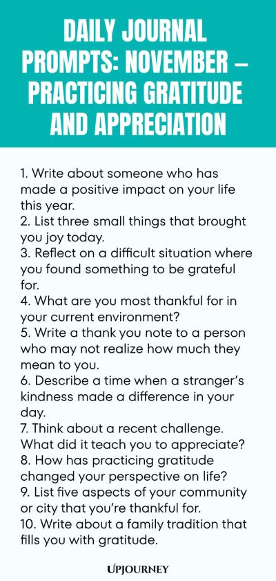 Daily Journal Prompts: November — Practicing Gratitude and Appreciation