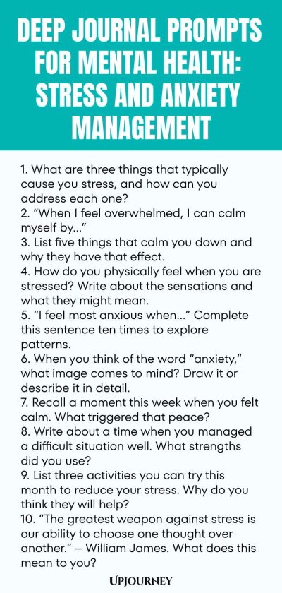 Deep Journal Prompts for Mental Health: Stress and Anxiety Management