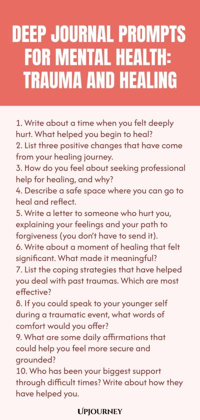Deep Journal Prompts for Mental Health: Trauma and Healing