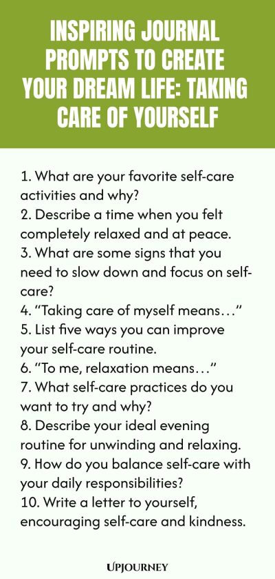 Inspiring Journal Prompts to Create Your Dream Life: Taking Care of Yourself