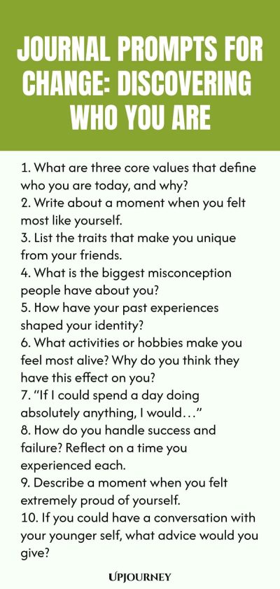Journal Prompts for Change: Discovering Who You Are