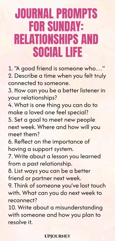Journal Prompts for Sunday: Relationships and Social Life