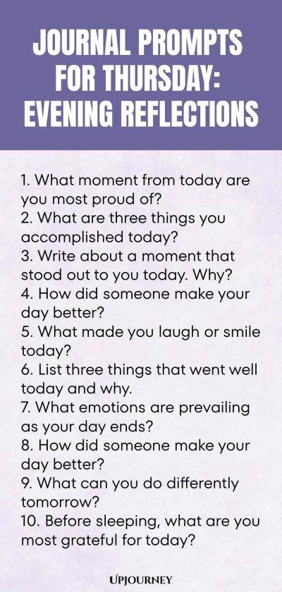 Journal Prompts for Thursday: Evening Reflections