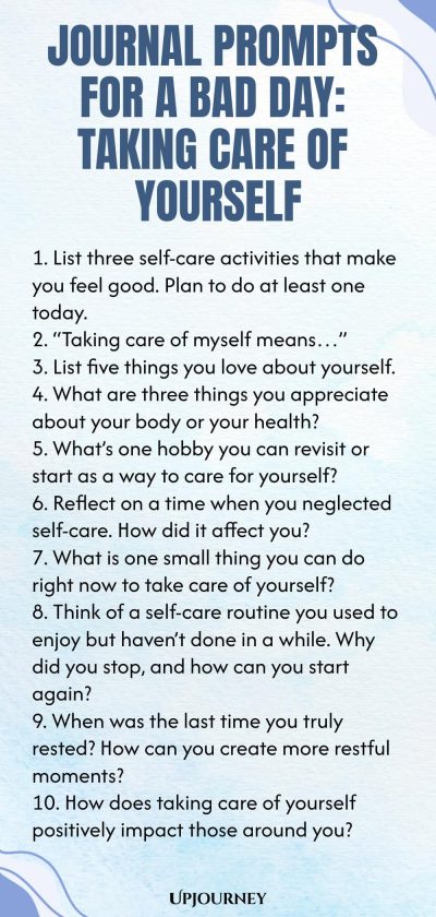 Journal Prompts for a Bad Day: Taking Care of Yourself