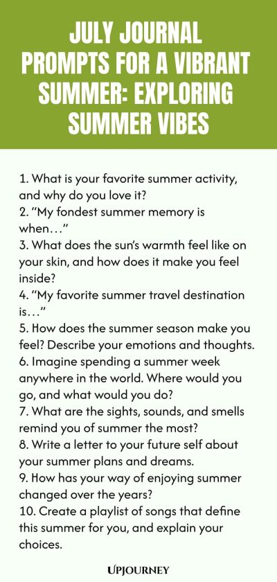July Journal Prompts for a Vibrant Summer: Exploring Summer Vibes