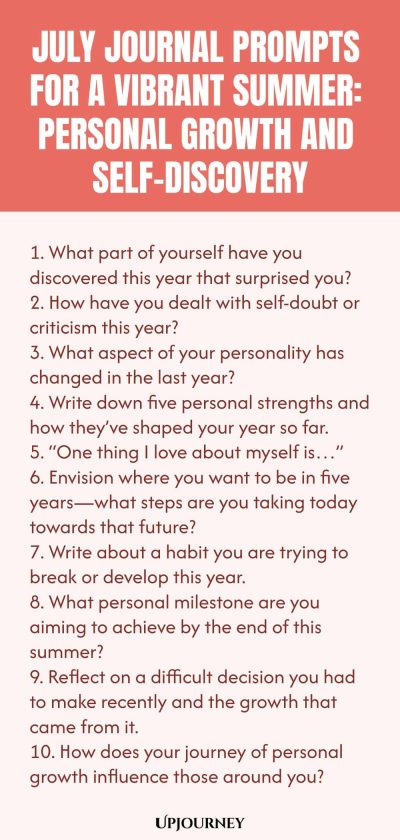 July Journal Prompts for a Vibrant Summer: Personal Growth and Self-Discovery