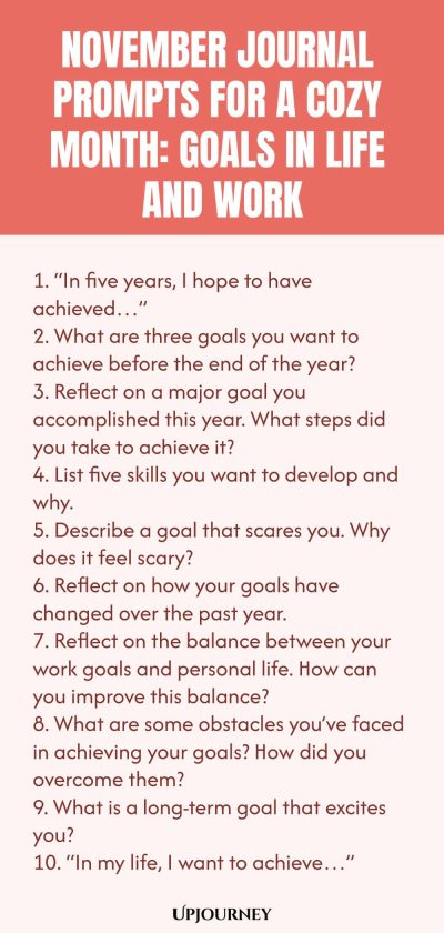 November Journal Prompts for a Cozy Month: Goals in Life and Work
