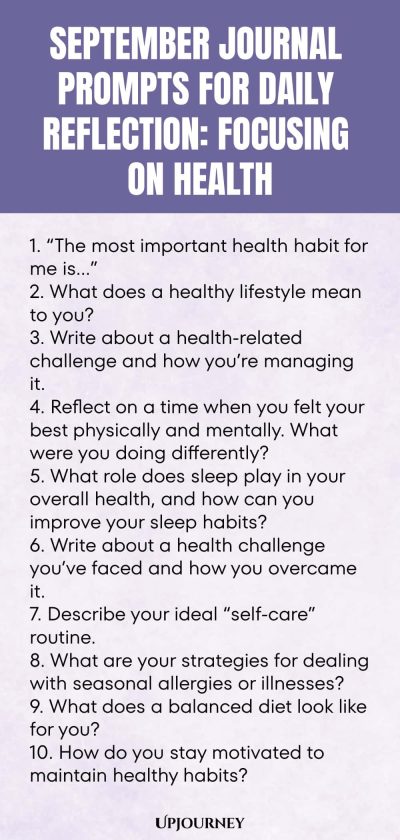 September Journal Prompts for Daily Reflection: Focusing on Health