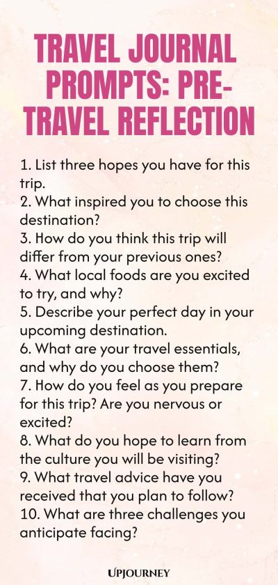 Travel Journal Prompts: Pre-Travel Reflection
