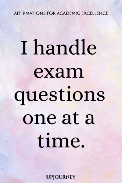 I handle exam questions one at a time.