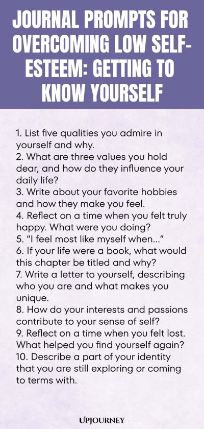 Journal Prompts for Overcoming Low Self-Esteem: Getting to Know Yourself