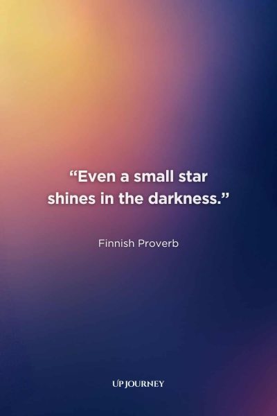 Short Darkness Quotes: “Even a small star shines in the darkness.” — Finnish Proverb