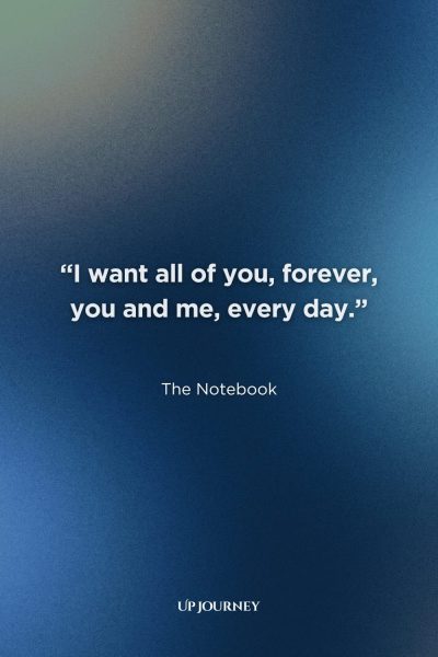 Soulmate Quotes from Books, Movies, and TV Shows: “I want all of you, forever, you and me, every day.” — The Notebook