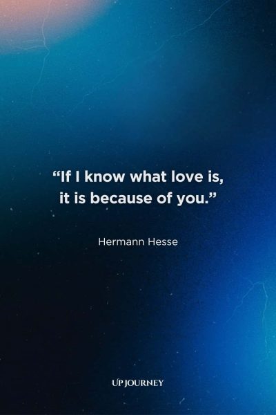 Unconditional Love Soulmate Quotes: “If I know what love is, it is because of you.” — Hermann Hesse